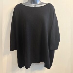 Garnet Hill Batwing Cashmere Oversized Black Sweater size L